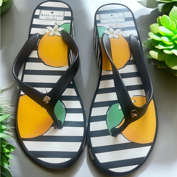Kate Spade Black and White Striped Sandals - Picture 1 of 3